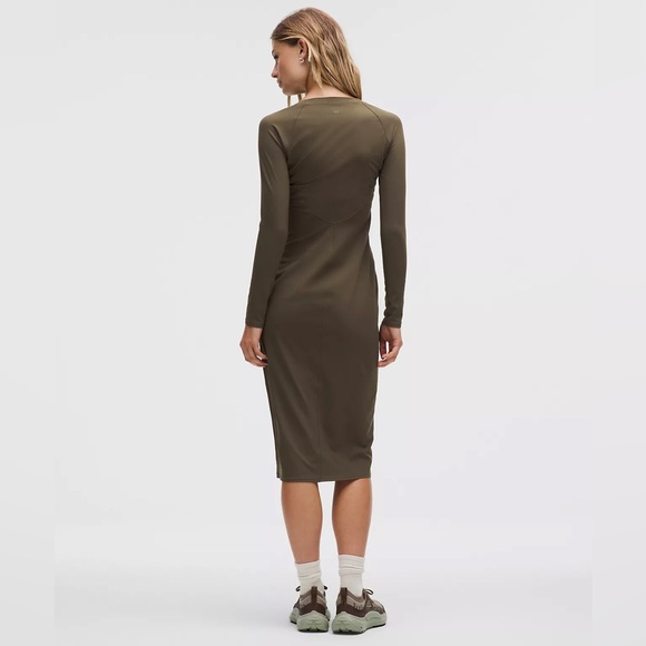 Lululemon All Aligned Ribbed Long-Sleeve Midi Dress - Olive Brown - Picture 2 of 6